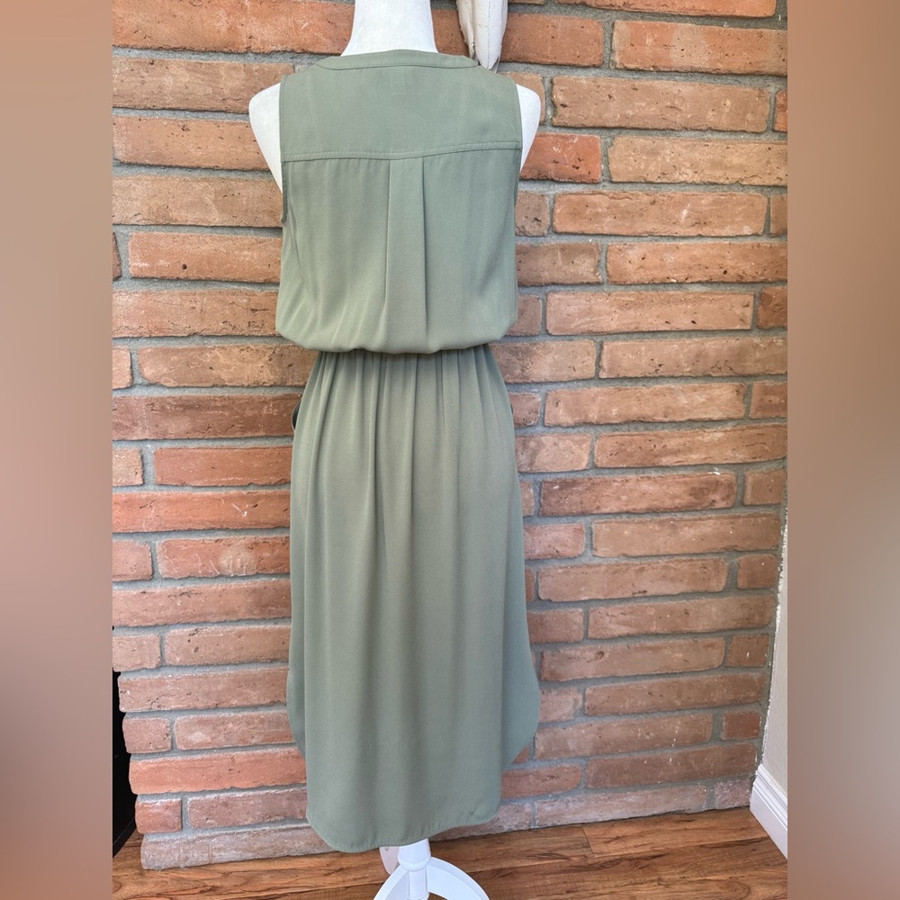 Olive Green Sleeveless Dress - Picture 6 of 12